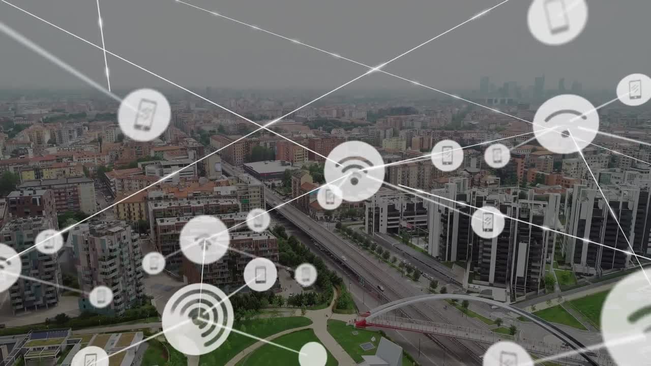 Premium stock video - Animation of network of connections with icons ...