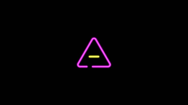 Neon Pink Triangle Outline with Yellow Line Animation