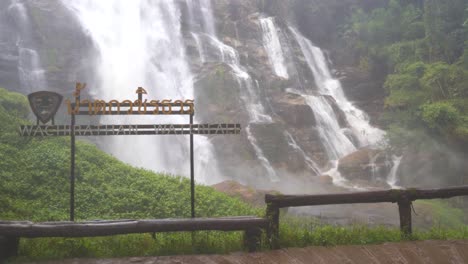 massive wachirathan waterfall at doi inthanon national park in thailand