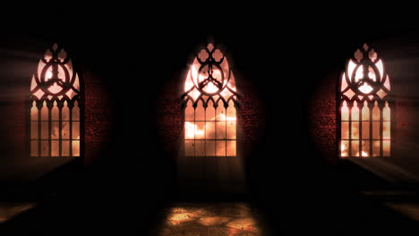 animation mystical horror background with dark hall of castle