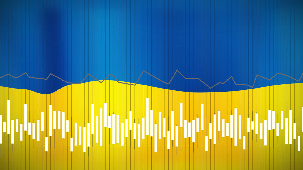 Animazione di elaborazione dati sulla bandiera dell'Ucraina