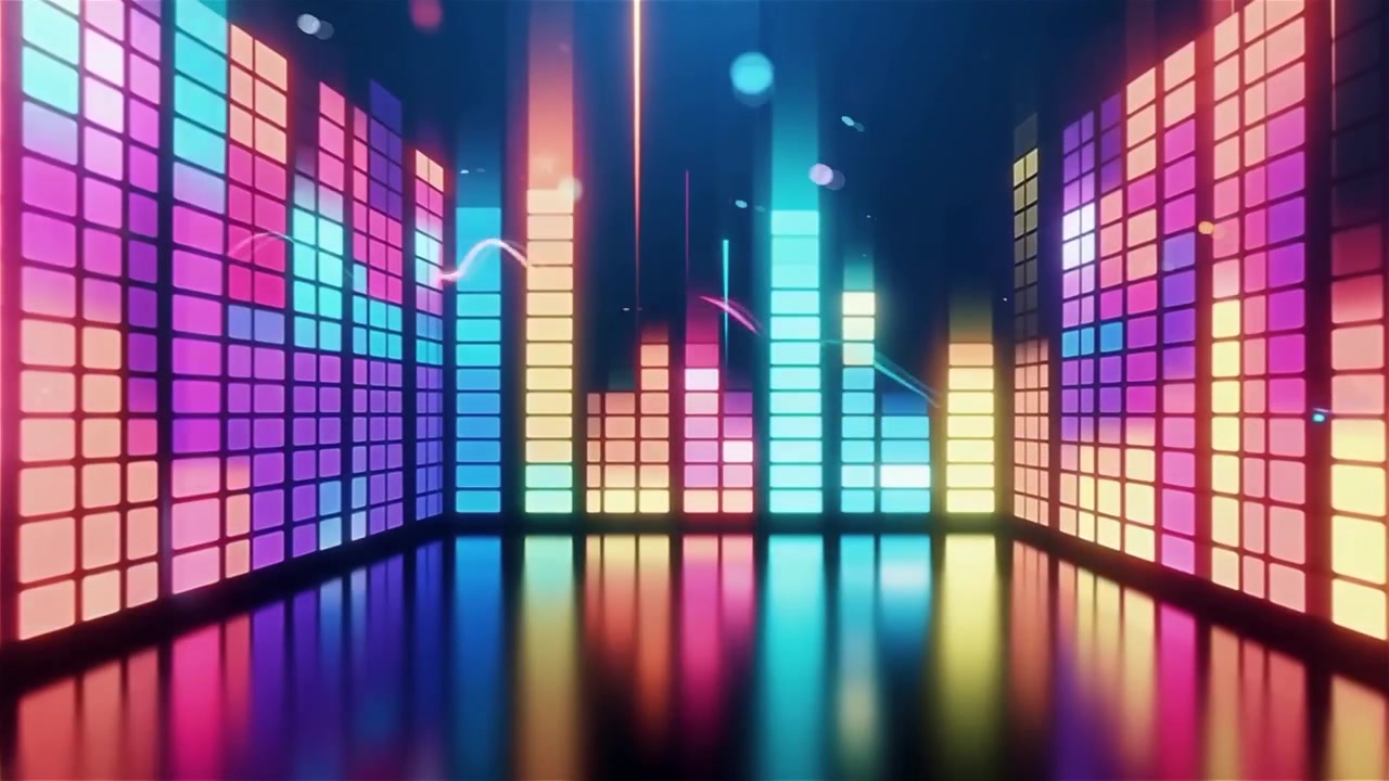 Futuristic Rainbow Neon Music Equalizer Visualizer Background