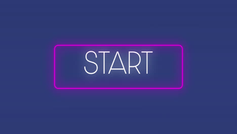 animation of start text over neon frame and blue background