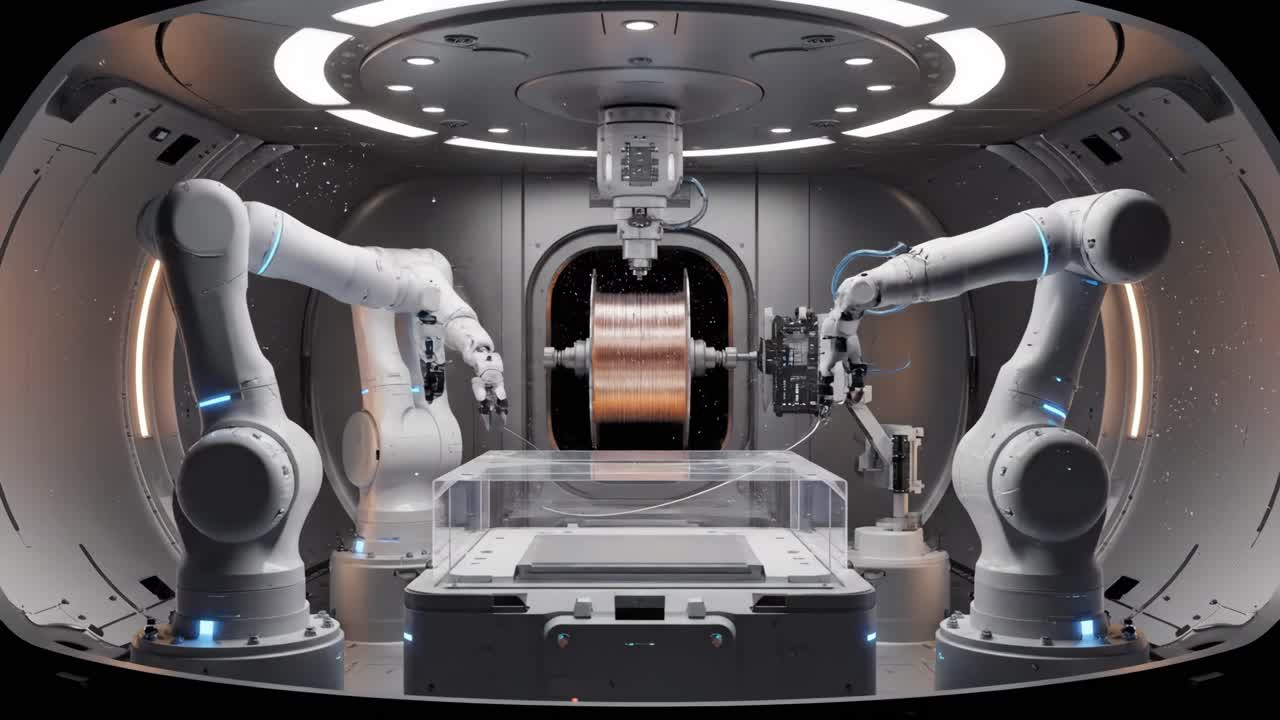 Futuristic Robotics and Automation in a High-Tech Manufacturing Facility