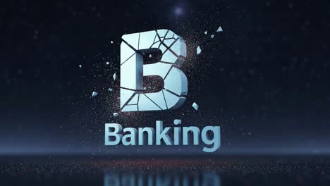 dynamic transformation of banking logo: a stunning visual journey from fragmentation to solid iconography in a modern digital era
