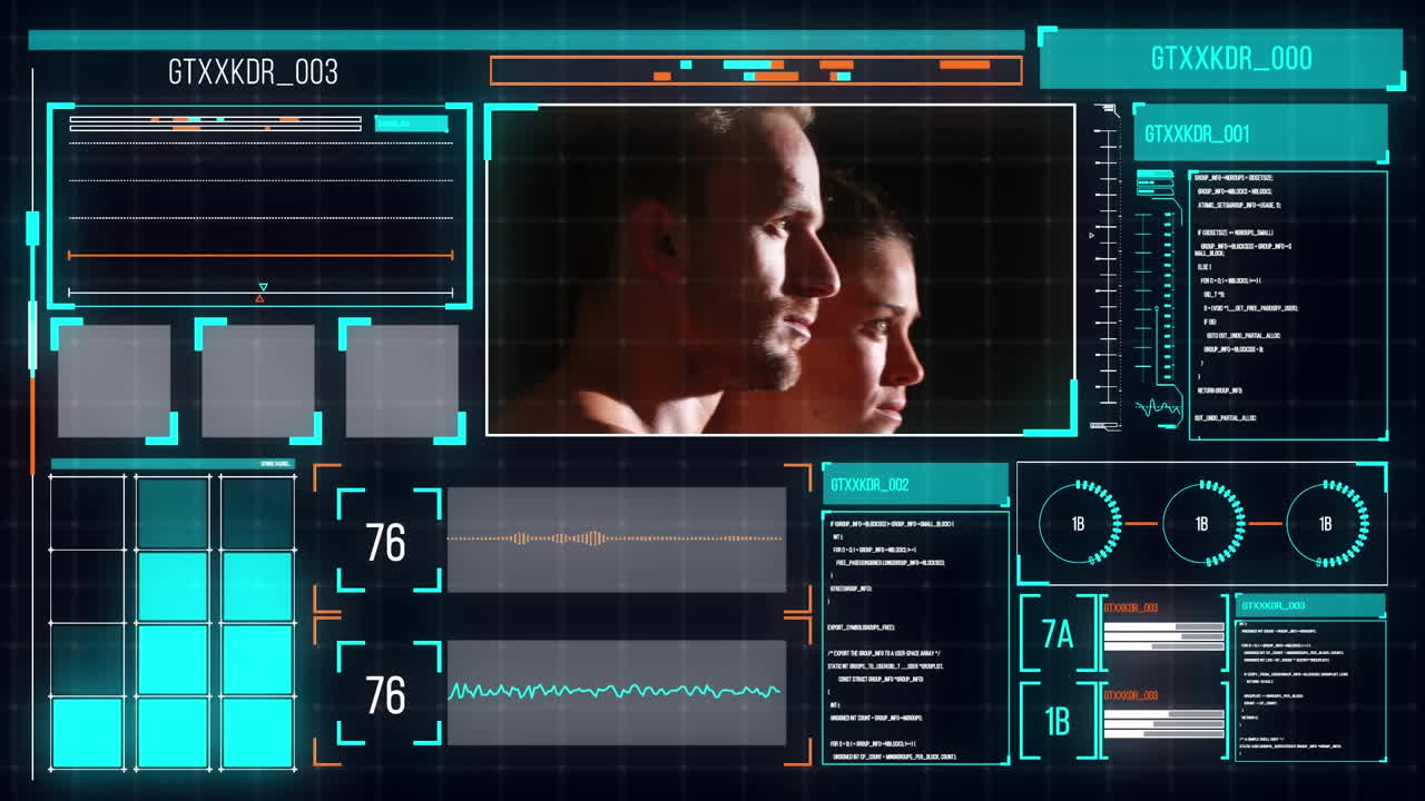 animación del procesamiento de datos deportivos con diversas personas haciendo ejercicio sobre un fondo negro
