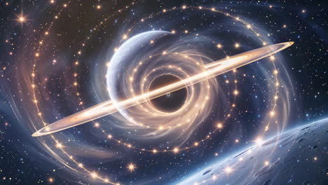 stunning black hole with accretion disk in space