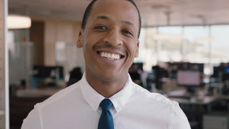 portrait african american businessman smiling happy manager in corporate office attractive male executive enjoying successful career in business management professional at work