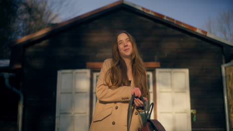 smiling woman portrait outdoors