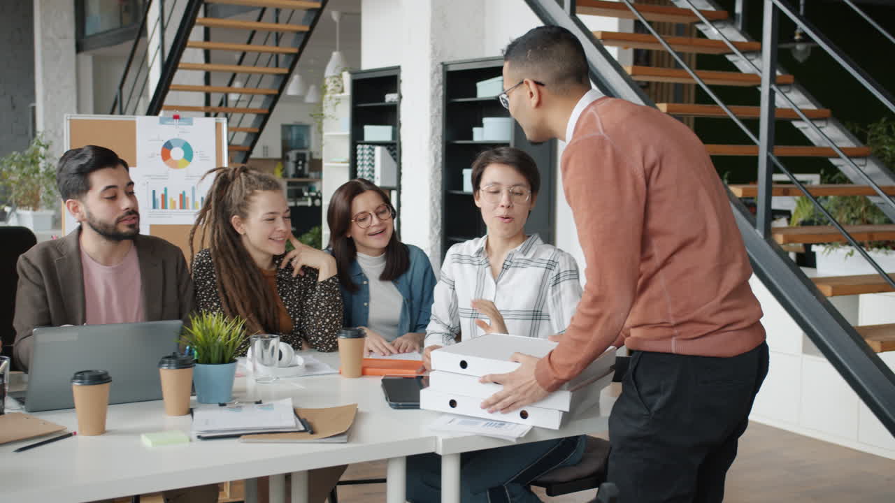 Team Lunch in Modern Office
