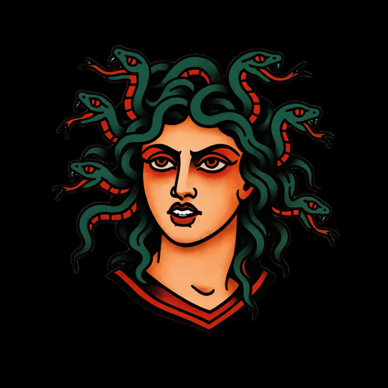 Mythical Medusa illustration animation isolated asset, transparent 4K video, alpha channel, ProRes