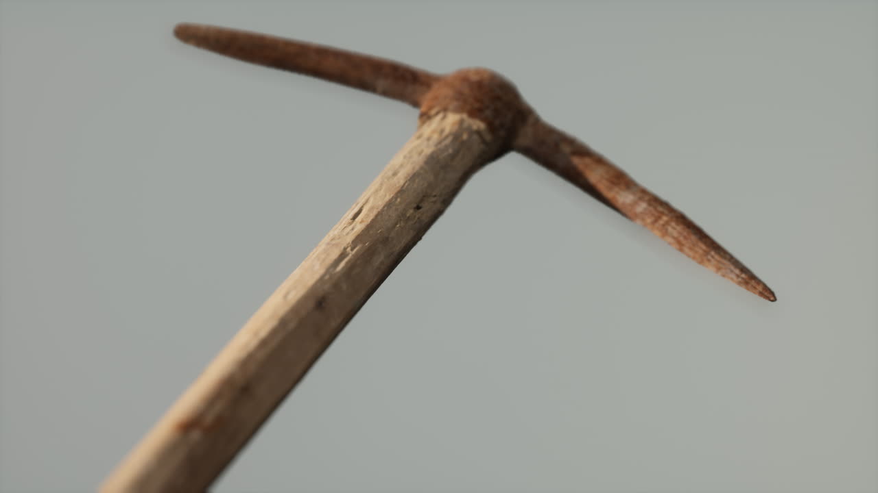 Close up of an old rusted pickaxe head