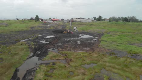 el lago pitch en trinidad con camiones