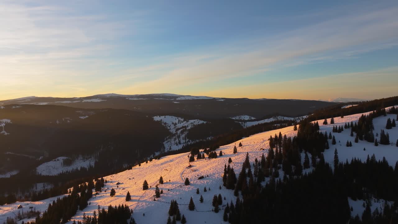 4K Cinematic Drone Footage of Winter Sunset in Bilbor – Romania_09