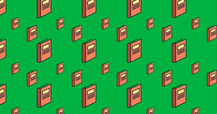 Digitální animace několika ikon knih v plynulém pohybu na černém pozadí