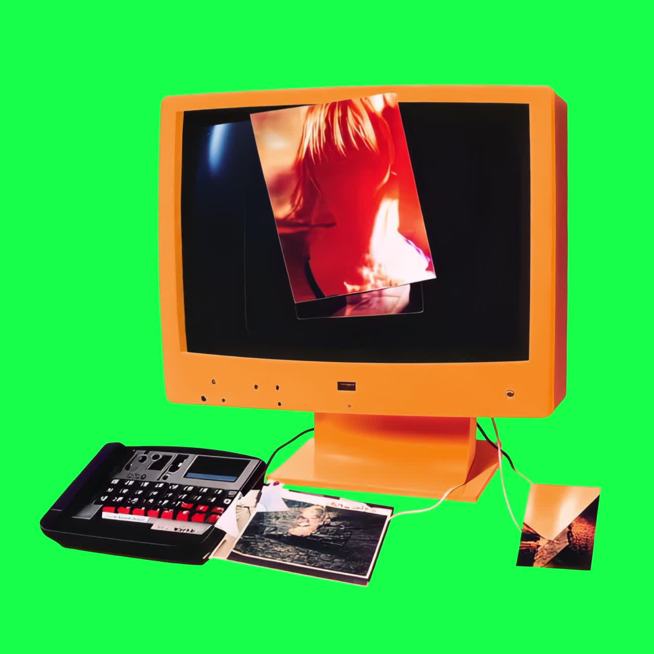 Retro technology piece animation, transparent 4K video, green screen