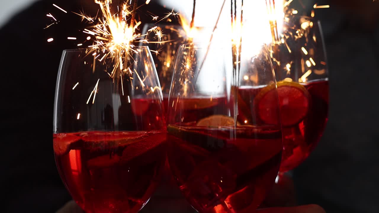 Festive drinks with sparklers at a celebration