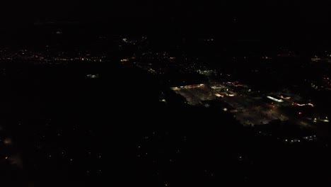 flying over small town at night