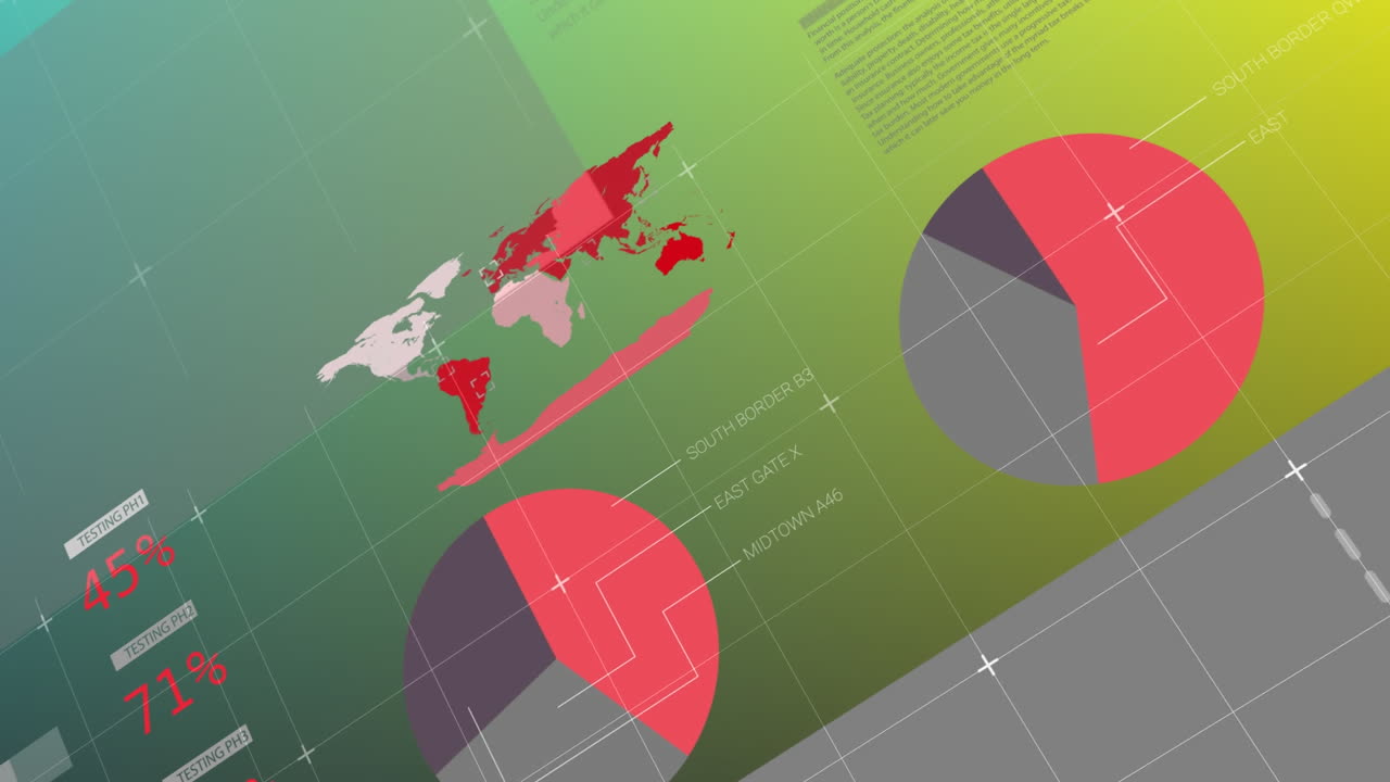 animación del procesamiento de datos financieros sobre un fondo verde