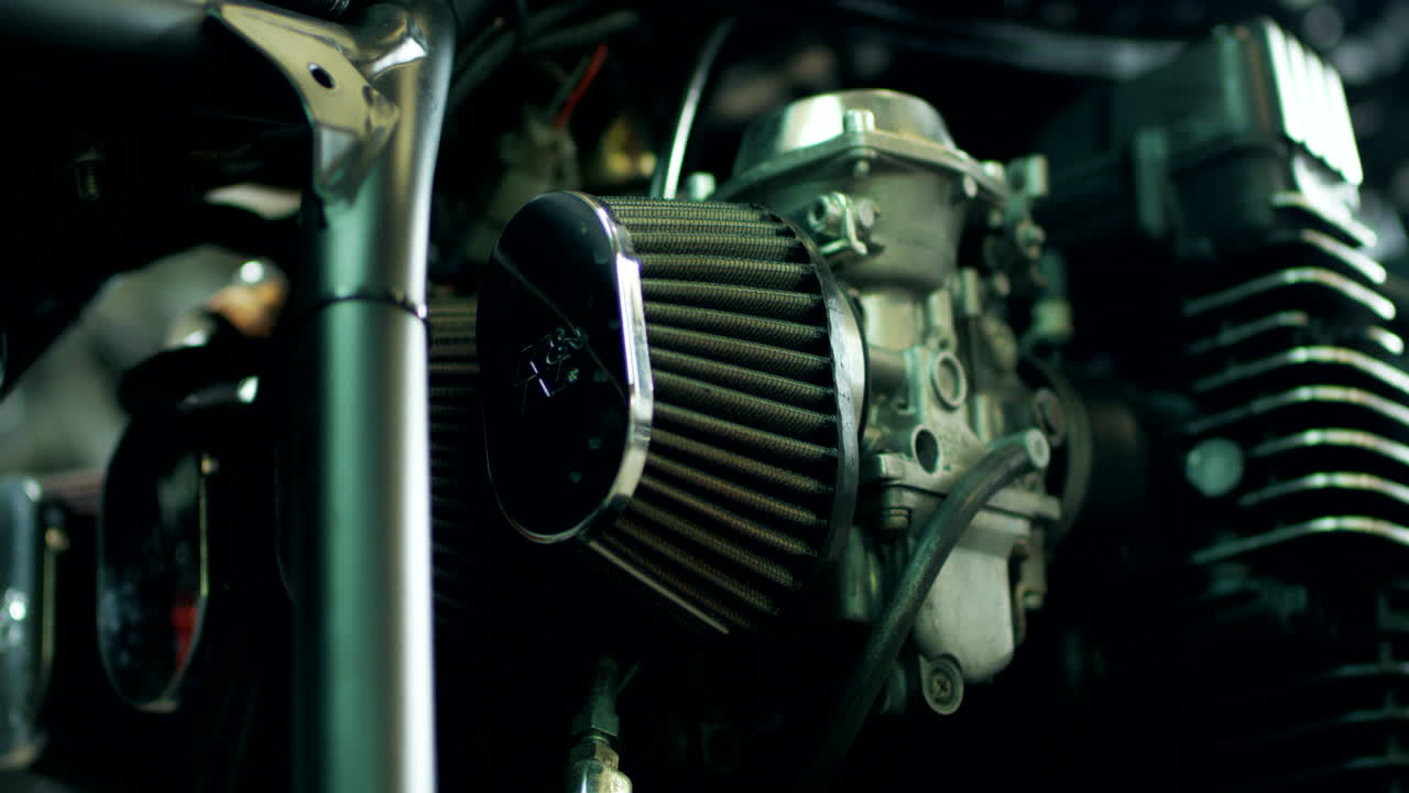 detalle de una motocicleta de época