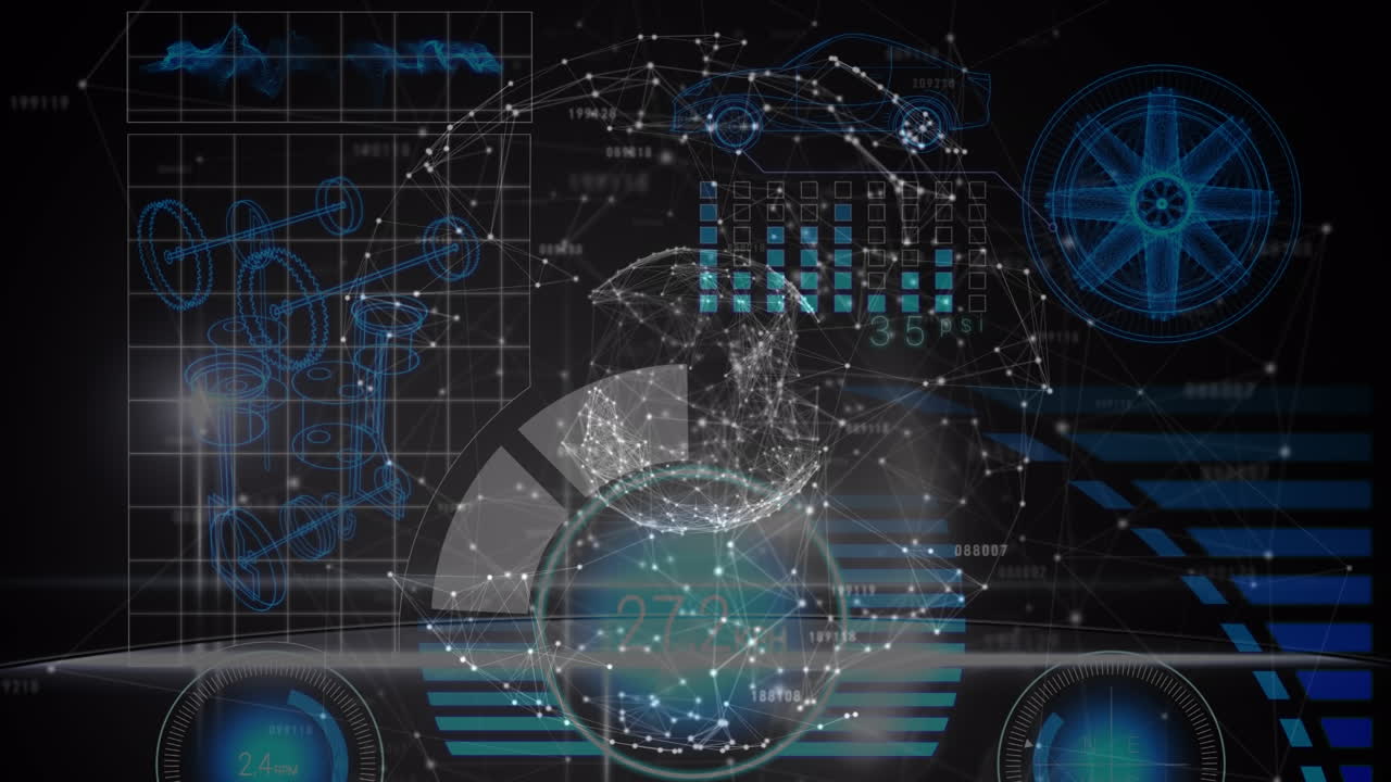 검은색 배경 위의 데이터 처리 애니메이션