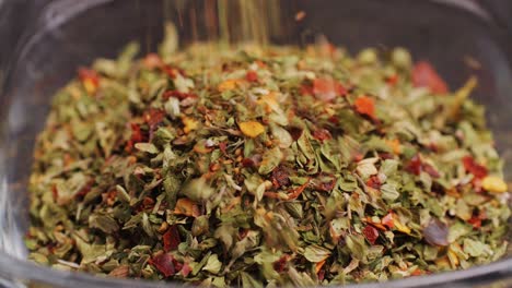 close-up of mixed herbs and spices in a bowl