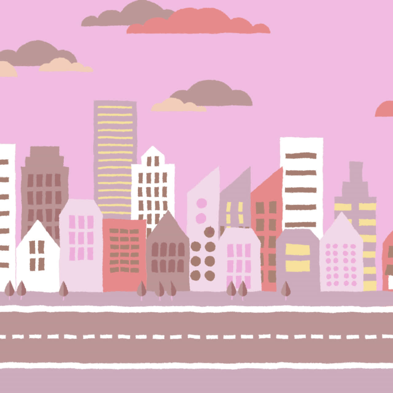 Pastel Cityscape Illustration