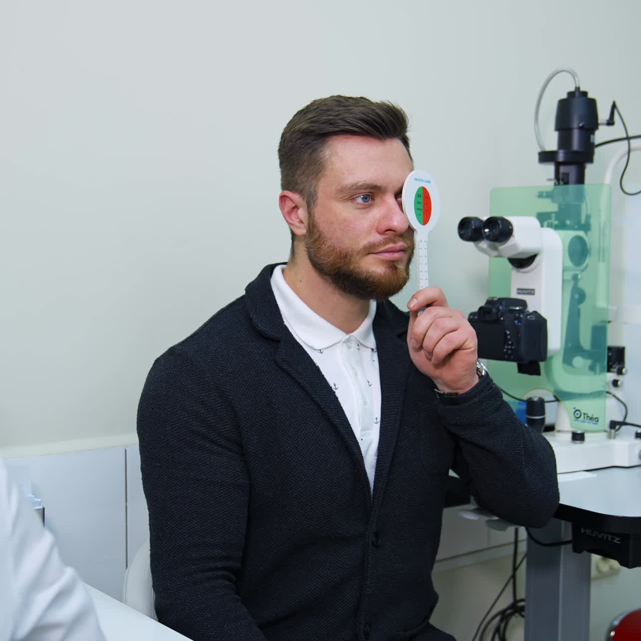 Patient during vision test