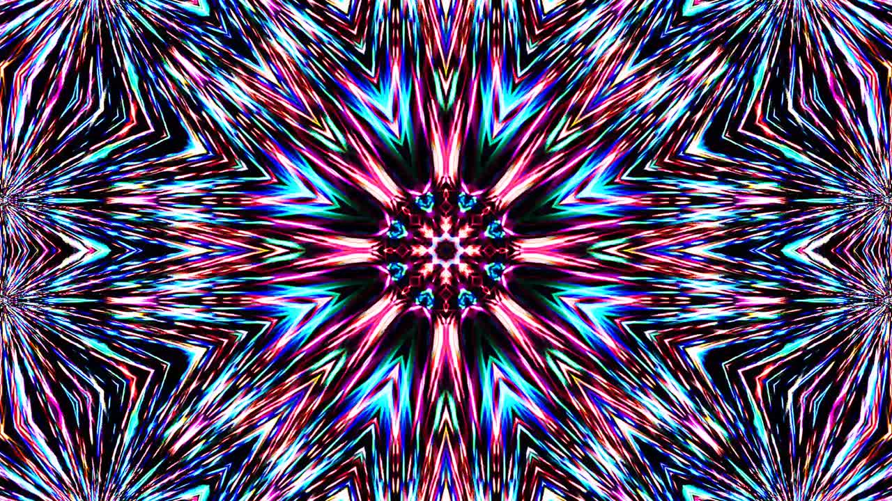 colorful lines glowing waves flower shape background kaleidoscope abstract
