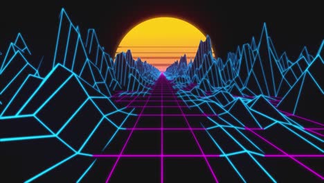 retro cyberpunk path to the sunset