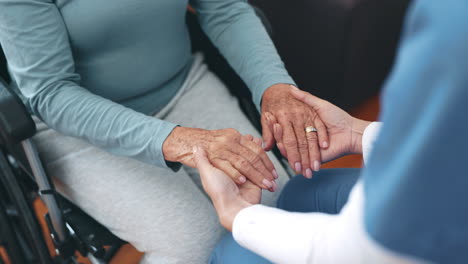 nurse, holding hands and support patient