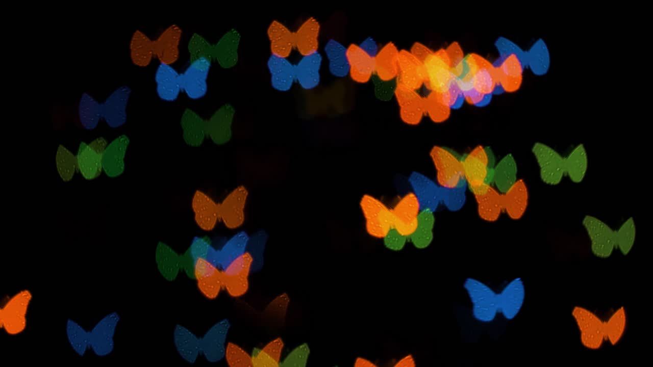 bellissimo bokeh a forma di farfalla da luci led lampeggianti, estate, primavera, concetto di sfondo vacanza, copyspace