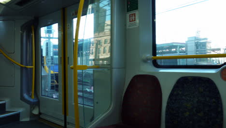 empty sydney train wagon coming into the train station during coronavirus - covid-19 pandemic