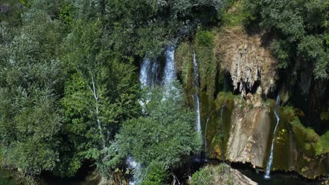 cascading roski waterfall in krka national park in croatia - aerial shot