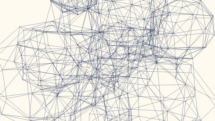 Sketch abstract blue lines in empty space