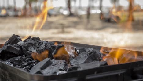 cinemagraph of a burning fire on burnt coal in a bbq grill