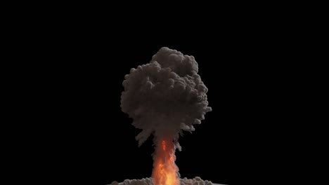 una explosión nuclear con mucho humo. una enorme explosión con humo espeso. una explosió con humo en un fondo aislado con canal alfa.