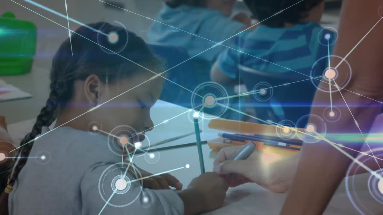 다양한 학교 아이들이 교실에서 배우는 연결 네트워크의 활성화