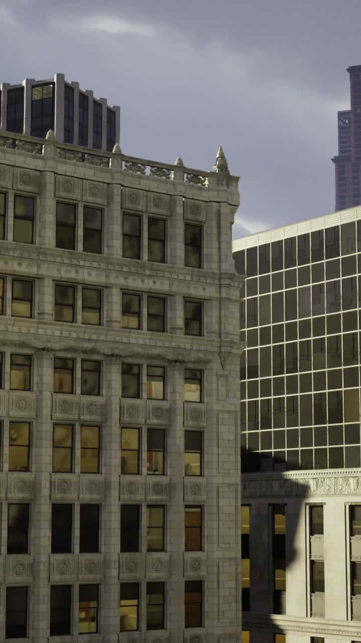 Urban architecture showcases modern and historic buildings in stunning contrast