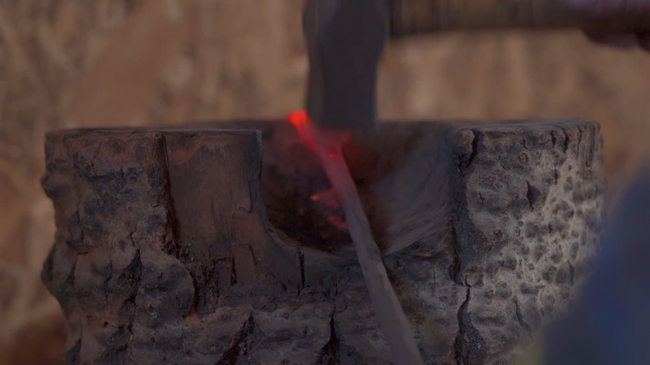 Inside Blacksmith workshop with kiln on fire