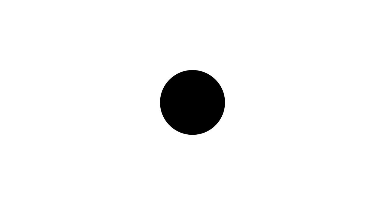 Transizione video in movimento 2D con palline rimbalzanti bianche e nere
