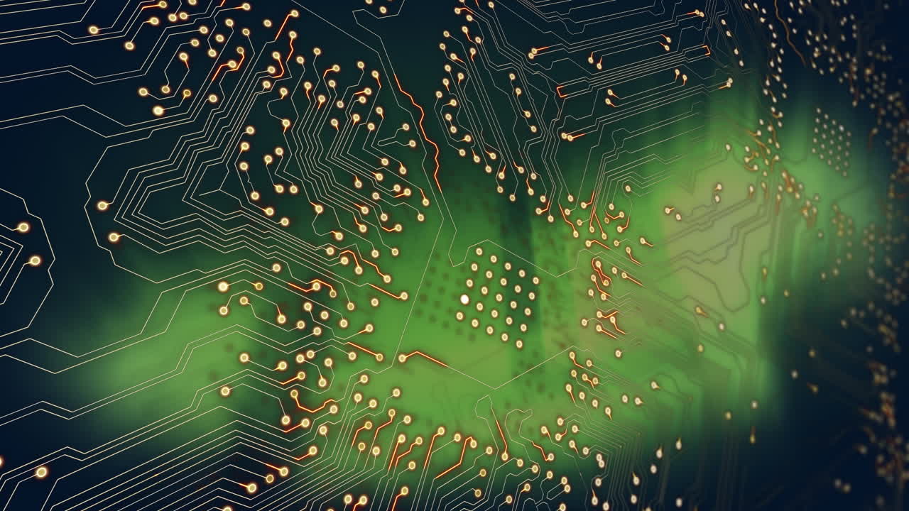 Animation of processor socket over dark background