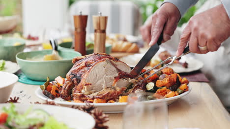 thanksgiving dinner with roasted turkey