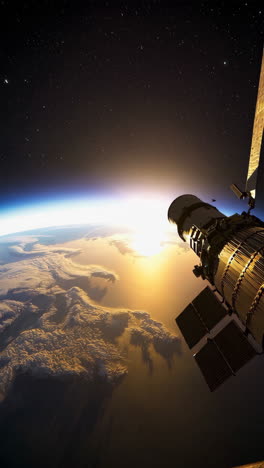 earth and space station view from orbit