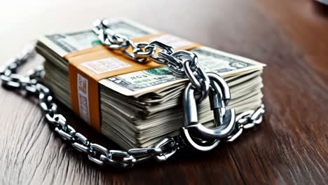 stack of money with chain