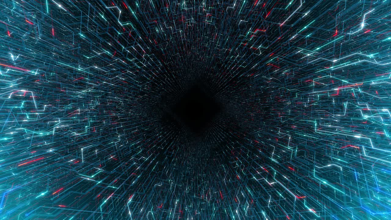 4K seamless loop abstract futuristic electronic circuit board.