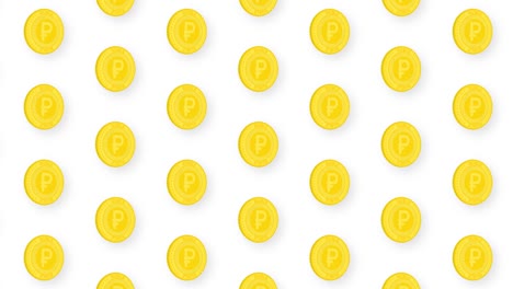animated golden coin ruble video seamless pattern background. 4k
