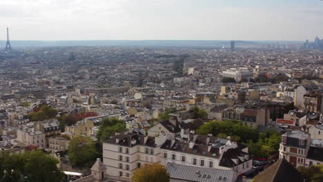 panoramic view of paris from the basilica of the sacred heart in montmartre paris, with the eiffel tower