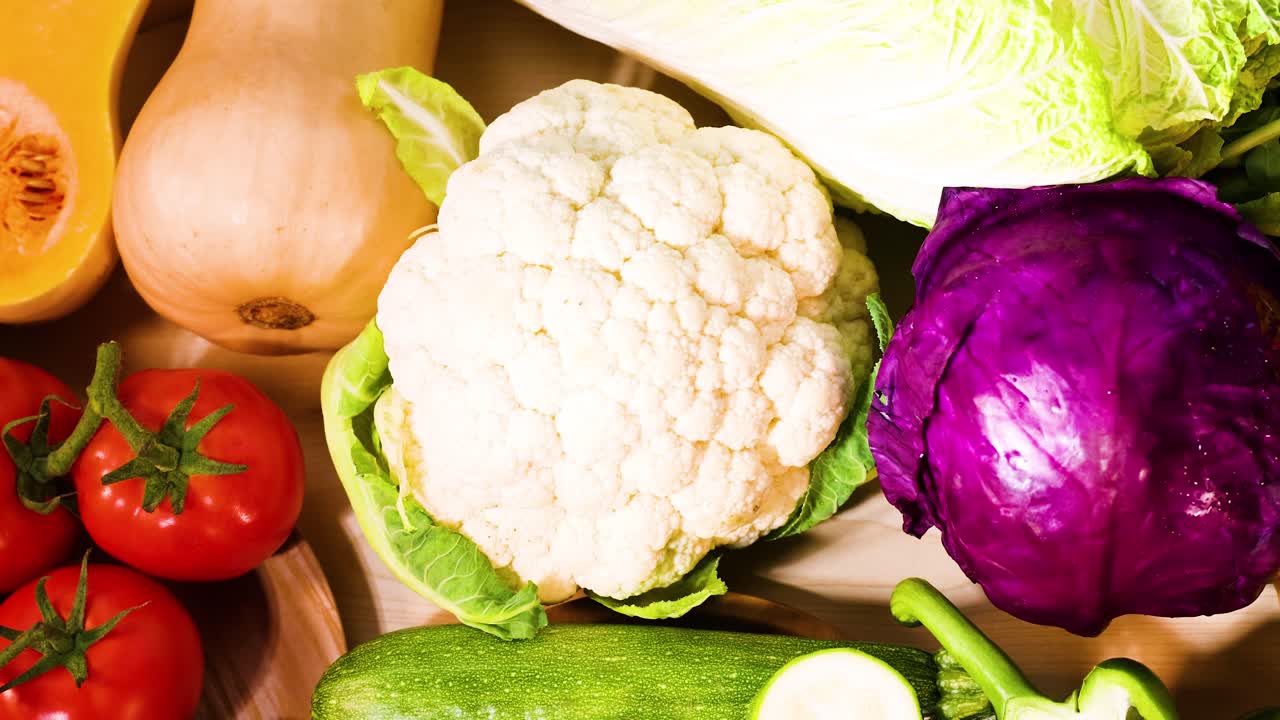 Verdure assortite esposte in una disposizione vivace