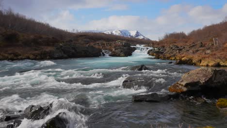 scenic view of the glacial river bruara in iceland - static shot